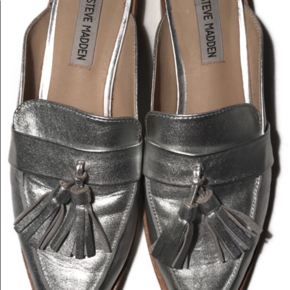 Steve Madden Silver Mules